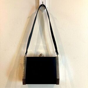 MINI  Evening Bag Hard Shell Fabric Filigree Metal Decorations